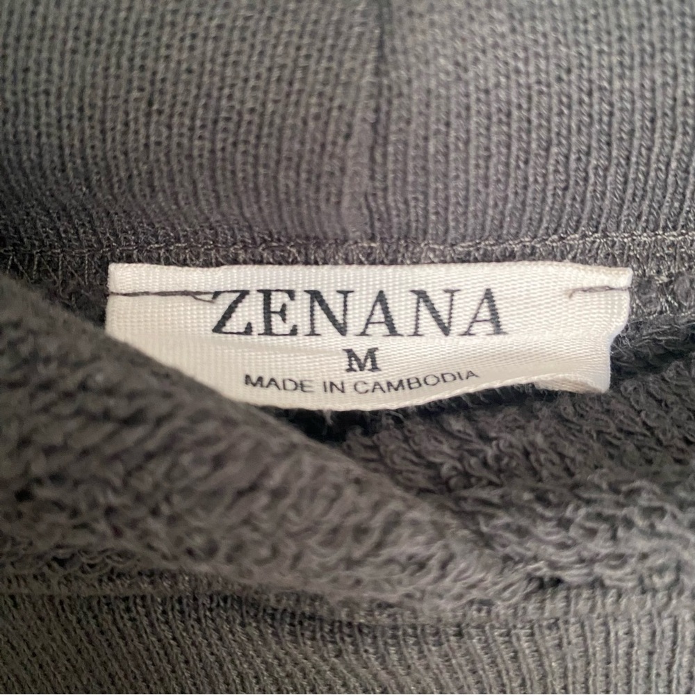Zenana Cropped Hoodie Dark Charcoal Grey Womens Size Medium Kangaroo Pocket - Picture 9 of 12